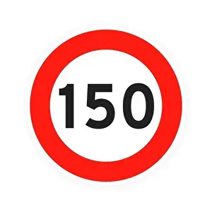 Speed Limit Prints: Speed limit 150 round road traffic icon sign flat style design vector illustration isolated on white background