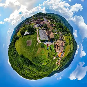 Spherical little planet view of little village Breitenbach in Alsace, France