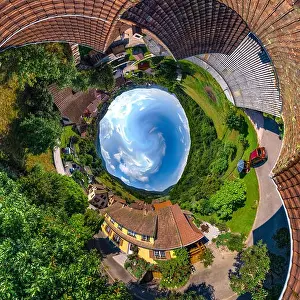 Flycam Prints: Spherical little planet view of little village Breitenbach in Alsace, France