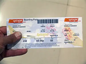 Flights Prints: Spicejet discount Indian airline boarding pass Mumbai India
