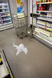 Milky Prints: Spilt milk accident at a supermarket