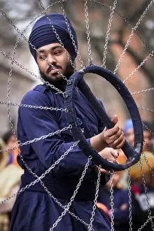 Sikhism Prints: Spinning Sikh weapons, chains, chakar bolo