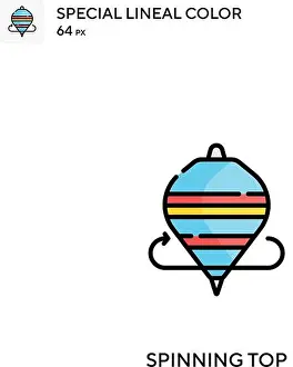 Rotation Prints: Spinning top Special lineal color vector icon