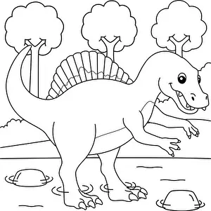 Coloring Pages Prints: Spinosaurus Coloring Page for Kids