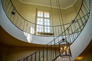 Eastern European Prints: Spiral Staircase at the Wilanow Palace in Warsaw