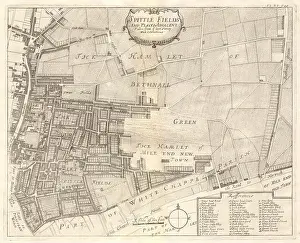 Survey Prints: Spittle Fields & places adjacent'. Spitalfields Shoreditch.STOW/STRYPE 1720 map
