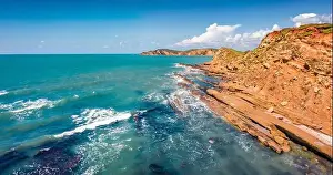 Splendid spring view from flying drone of Dalan and Voge hiking area