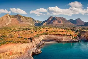 Dreamland Prints: Splendid view from flying drone of popular tourist destination - Geopark of Agios Nikolaos