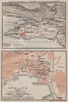 Environs Prints: SPLIT (SPALATO) antique town city plan & environs. Croatia karta, 1905 old map
