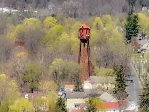 Water Tower Prints: Spring afternoon aerial photo of the water tower located in the hamlet of Wallkill