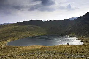 Cumbrian Mountains Prints: Spring view over Red tarn, Swirral Edge and Helvellyn fell