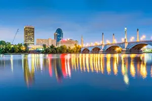 Springfield, Massachusetts, USA downtown skyline at dusk