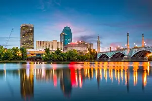 Springfield, Massachussetts, USA downtown skyline on the river