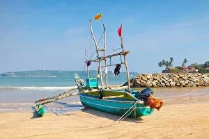 Images Dated 18th January 2012: Sri Lanka - Galle, landscape with fishing boat in the port