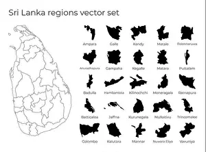 Citizenship Prints: Sri Lanka map with shapes of regions