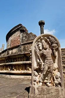 Traditionally Prints: Sri Lanka, North Central Province, Polonnaruwa, Polonnaruwa Vatadage, ancient guardstone