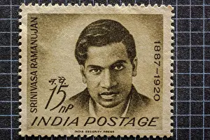 Fifteen Prints: Srinivasa Ramanujan, 15 naya paisa postage stamp, india, asia