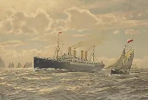 The SS Kaiser Wilhelm der Grosse passing the Needles by Kunst Anstalt Wilhem Jontzen Bremen3B circa 1910