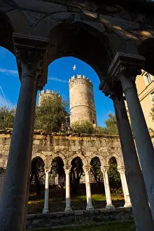 Liguria Prints: St Andrews Cloister adjacent to Christopher Columbus House & Porta Soprana