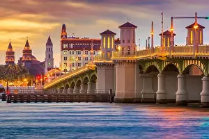 Waterway Prints: St. Augustine, Florida, USA downtown skyline at Bridge of Lions
