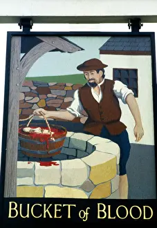 Cornwall Prints: St Austell Cornwall Pub Sign The Bucket Of Blood