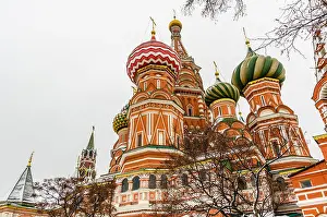 History House Prints: St. Basil Cathedral on winter in Moscow, Russia