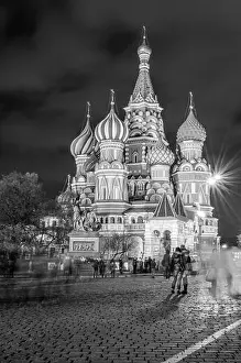 Evening Sky Prints: St Basils cathederal by night