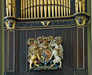 Martyr Prints: St Edmund King and Martyr, Church in the City of London. Royal Stuart Coat of Arms