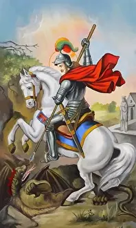 St George Prints: st george legend warrior dragon illustration holy saint crusader