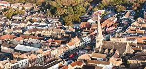 Drone Pilot Prints: St ives, Cambridgeshire, with the yearly October fair being hosted down the high street