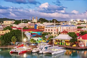 St. John's, Antigua overlooking Redcliffe Quay at dusk