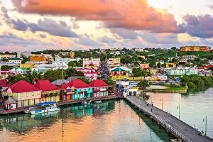 Images Dated 30th December 2016: St. John's, Antigua port and skyline at twilight