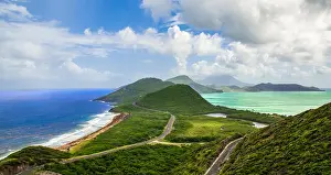Leeward Islands Prints: St Kitts and Nevis, Caribbean. Atlantic Ocean and Caribbean sea landscape