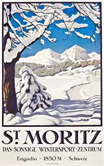 Traveling Prints: ST. MORITZ - Vintage Travel Poster - Winter Sport - Plinio Colombi (1873-1951) Switzerland