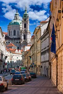 Mala Prints: St. Nicholas Church, Karmelitska street, Mala Strana, Prague, Czech Republic, Europe