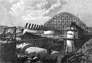 1868 Prints: St Pancras station train shed under construction in 1868 (cropped)