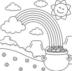 Leprechaun Prints: St. Patricks Day Rainbow Coloring Page for Kids