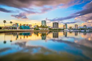 St. Petersburg, Florida, USA downtown city skyline at twilight on the bay