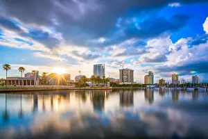 St. Petersburg, Florida, USA downtown city skyline at twilight on the bay