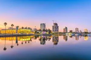 St. Petersburg, Florida, USA downtown city skyline at twilight on the bay