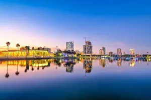 St. Petersburg, Florida, USA downtown city skyline at twilight on the bay