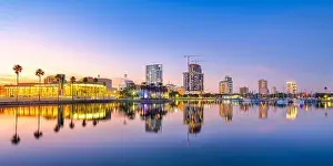 St. Petersburg, Florida, USA downtown city skyline at twilight on the bay