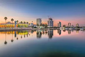 St. Petersburg, Florida, USA downtown city skyline at twilight on the bay