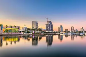 St. Petersburg, Florida, USA downtown city skyline at twilight on the bay