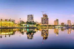 St. Petersburg, Florida, USA downtown city skyline at twilight on the bay