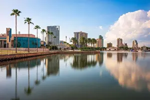 Sea Wall Prints: St. Petersburg, Florida, USA skyline along the bay in the afternoon