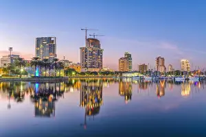 St. Petersburg, Florida, USA skyline on the water at sunset