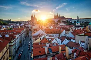 Charles Bridge Prints: St. Vitus Cathedral, Prague Castle and Lesser Town panorama