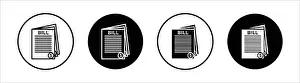 Receipt Prints: Stack of bills icon Vector symbol or sign set collection in black and white outline