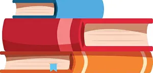 Diploma Prints: Stack of three colorful books is forming a staircase of knowledge